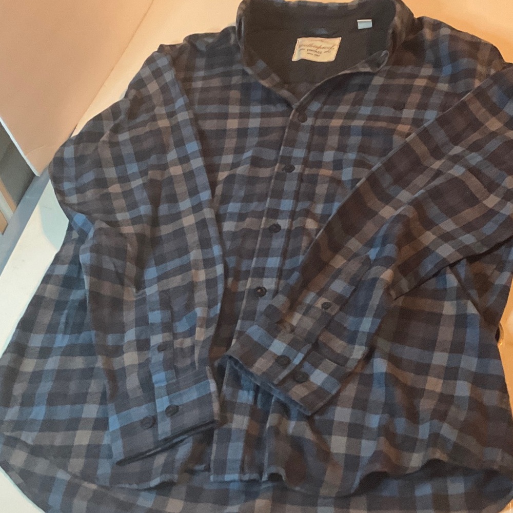 Weatherproof Navy and Black Plaid Shirt